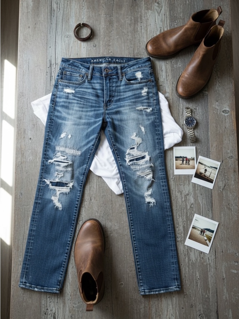 American Eagle Outfitters Distressed Blue Slim Jeans